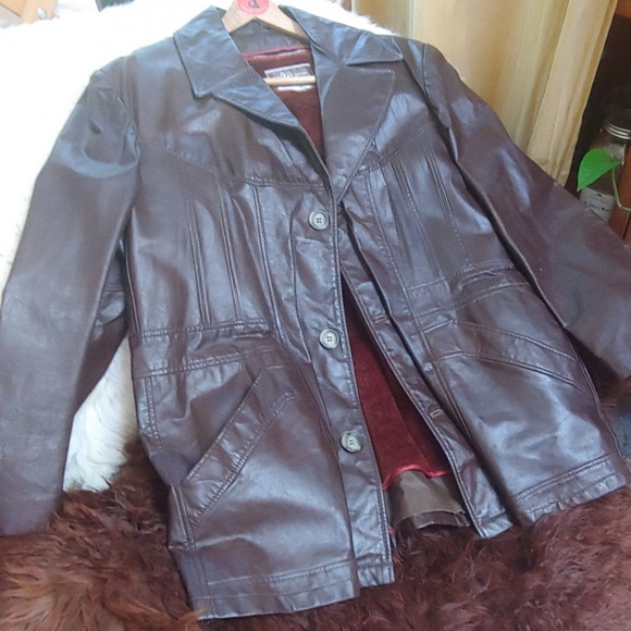 Vintage brown leather coat - Picture 2 of 4